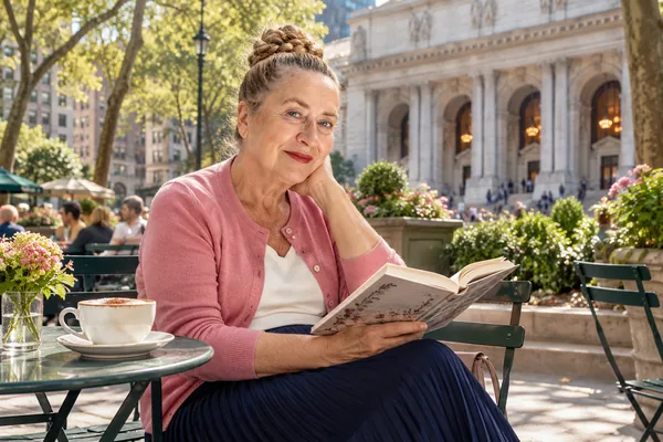 AI-образ: Чтение в Bryant Park