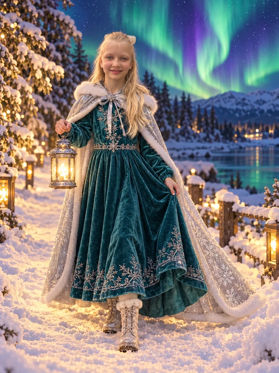 Снежная фея под северным сиянием